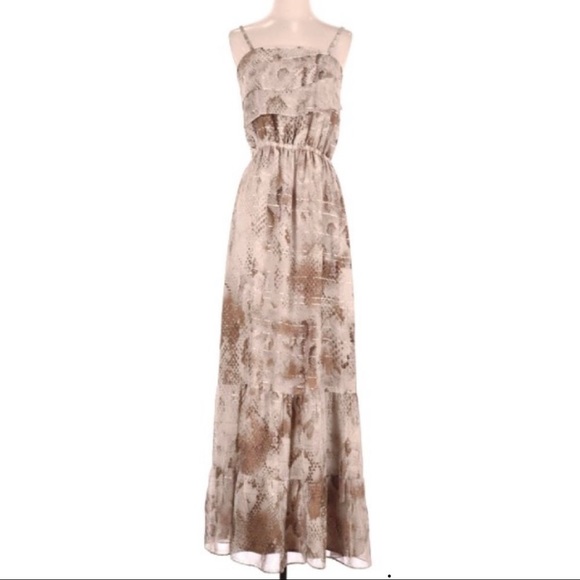 Express Snake Print Chiffon Ruffle Maxi Dress Size Small - Picture 2 of 3